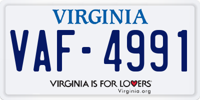 VA license plate VAF4991