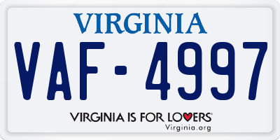 VA license plate VAF4997