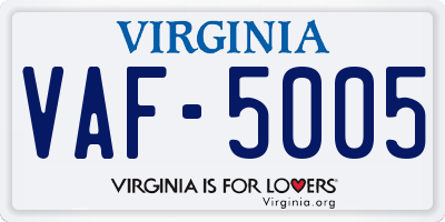 VA license plate VAF5005
