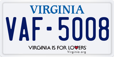 VA license plate VAF5008