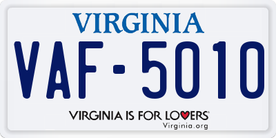 VA license plate VAF5010