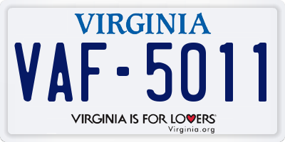 VA license plate VAF5011