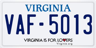 VA license plate VAF5013
