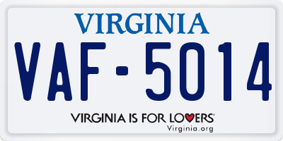 VA license plate VAF5014