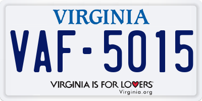 VA license plate VAF5015