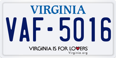 VA license plate VAF5016