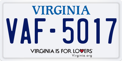 VA license plate VAF5017
