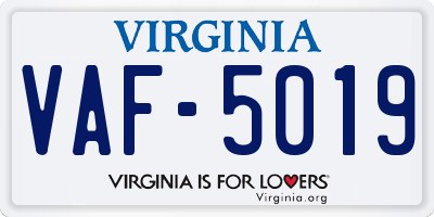 VA license plate VAF5019