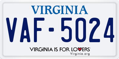 VA license plate VAF5024
