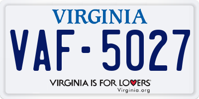 VA license plate VAF5027
