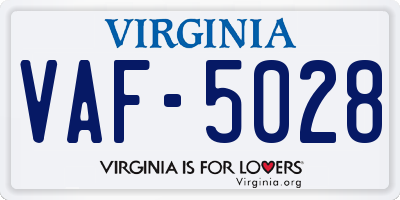 VA license plate VAF5028