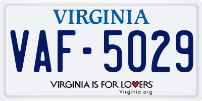 VA license plate VAF5029