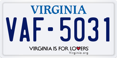 VA license plate VAF5031