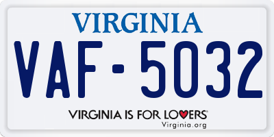 VA license plate VAF5032