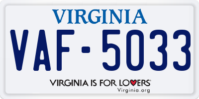 VA license plate VAF5033