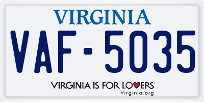 VA license plate VAF5035