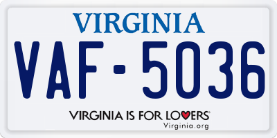 VA license plate VAF5036