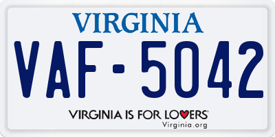 VA license plate VAF5042