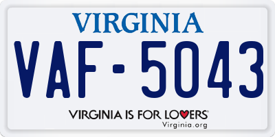 VA license plate VAF5043