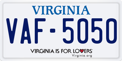 VA license plate VAF5050