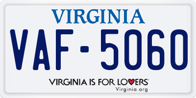 VA license plate VAF5060