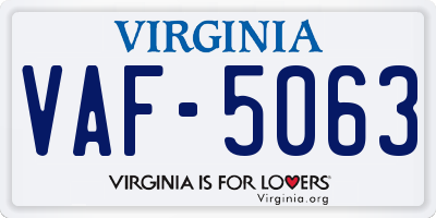 VA license plate VAF5063