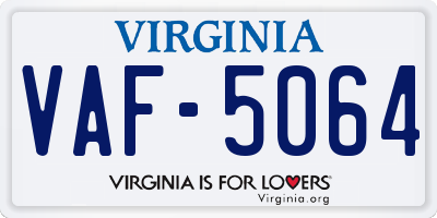 VA license plate VAF5064