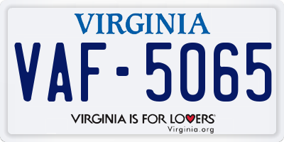 VA license plate VAF5065