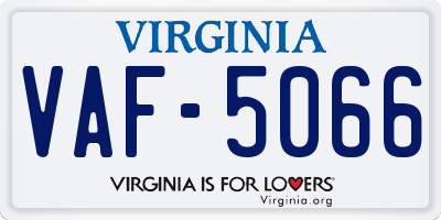 VA license plate VAF5066