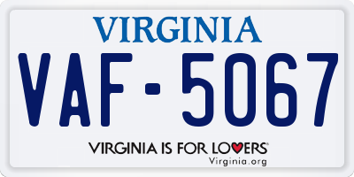 VA license plate VAF5067