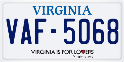 VA license plate VAF5068