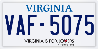 VA license plate VAF5075