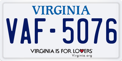 VA license plate VAF5076