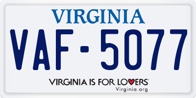 VA license plate VAF5077