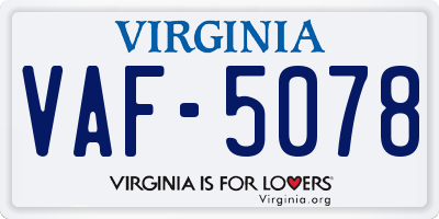 VA license plate VAF5078