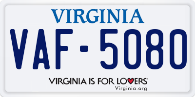 VA license plate VAF5080