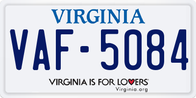 VA license plate VAF5084