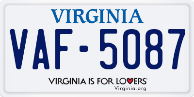 VA license plate VAF5087