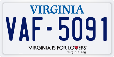 VA license plate VAF5091