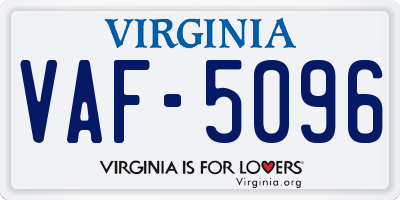 VA license plate VAF5096