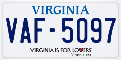 VA license plate VAF5097