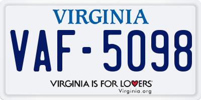 VA license plate VAF5098