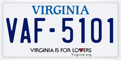 VA license plate VAF5101