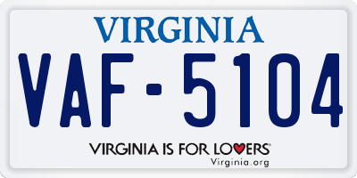 VA license plate VAF5104