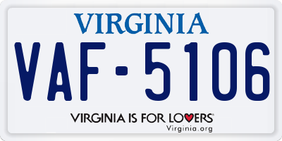 VA license plate VAF5106