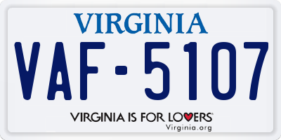 VA license plate VAF5107