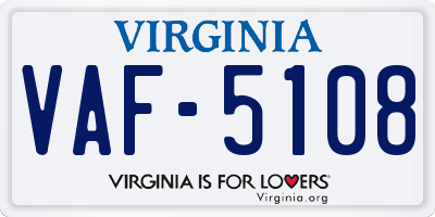 VA license plate VAF5108