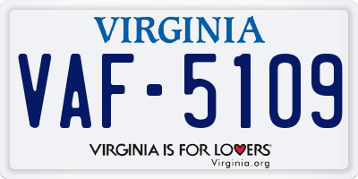 VA license plate VAF5109