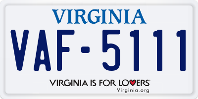 VA license plate VAF5111