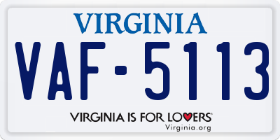 VA license plate VAF5113
